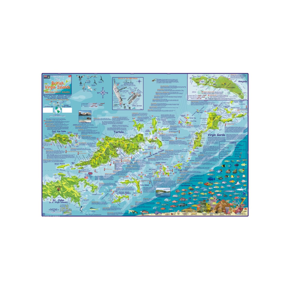 British Virgin Islands Dive Map & Adventure Guide - Life Raft Professionals