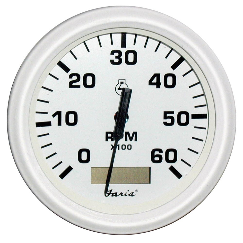 Faria Dress White 4" Tachometer w/Hourmeter - 6000 RPM (Gas) (Inboard) - Life Raft Professionals