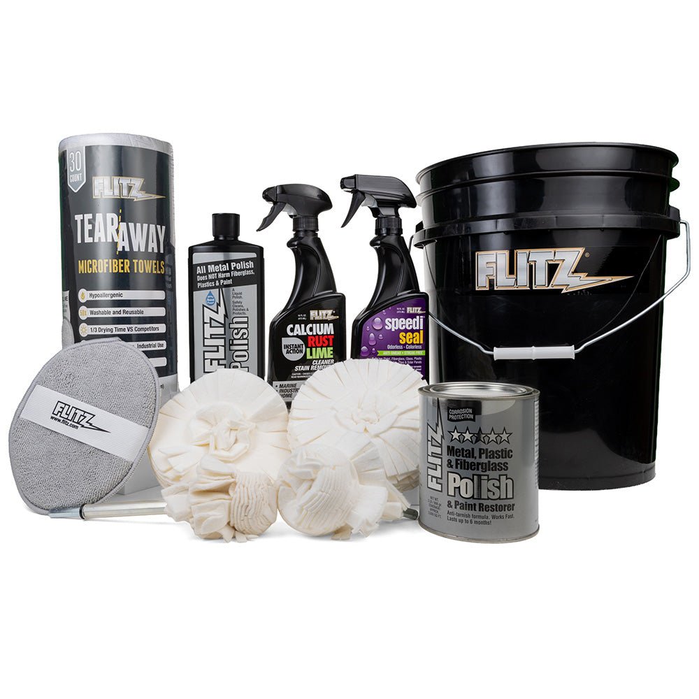 Flitz 5 - Gallon Black Bucket Detailers Kit - Life Raft Professionals