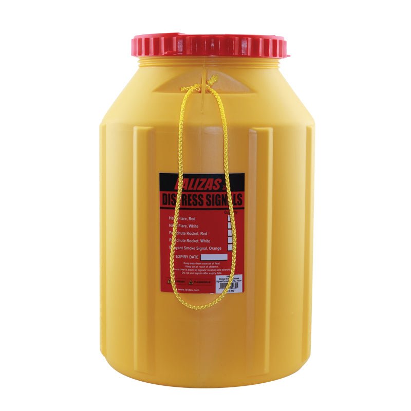 LALIZAS Storage Bottle for Distress Signals/Pyrotechnics 12L,Yellow - Life Raft Professionals