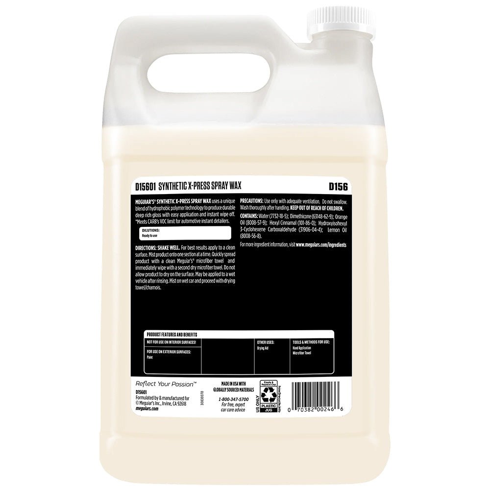 Meguiar's Synthetic X - Press Spray Wax - 1 Gallon - Life Raft Professionals