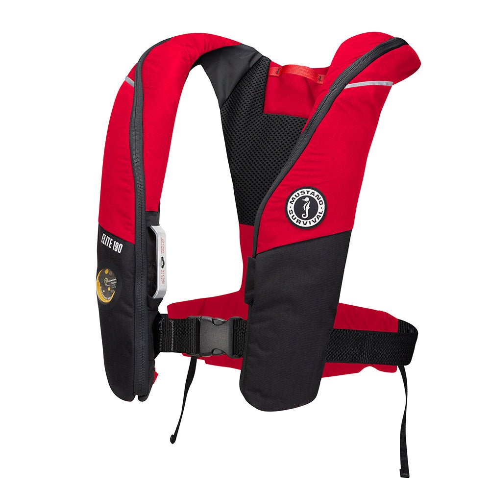 Mustang Elite 190 Offshore Inflatable PFD - Red/Black - Life Raft Professionals