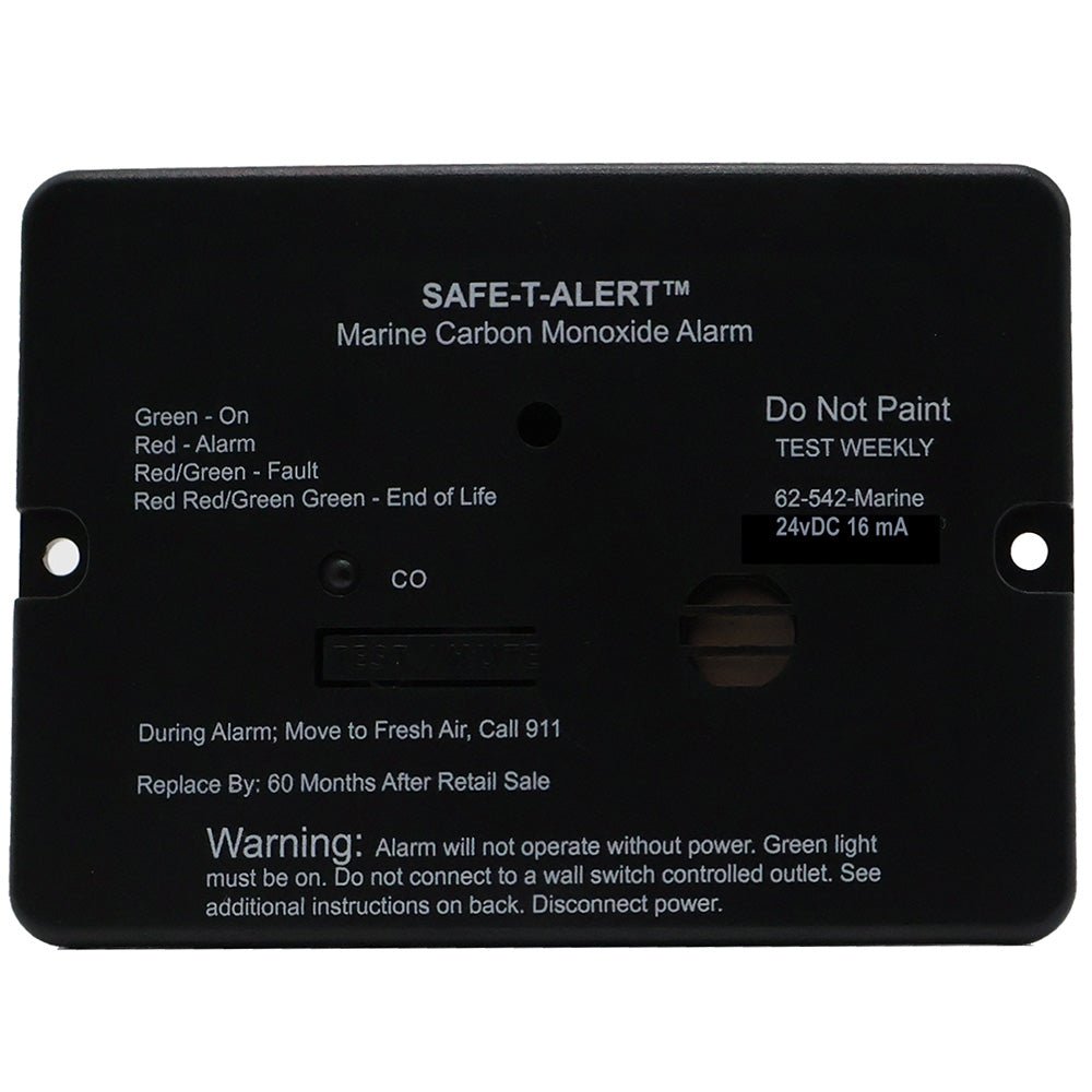 Safe - T - Alert 62 Series Marine Carbon Monoxide Alarm - 24V Flush Mount - Black - Life Raft Professionals