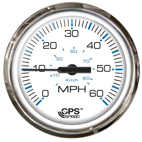 Faria Chesapeake White SS 4" Studded Speedometer - 60MPH (GPS) [33839] - Life Raft Professionals