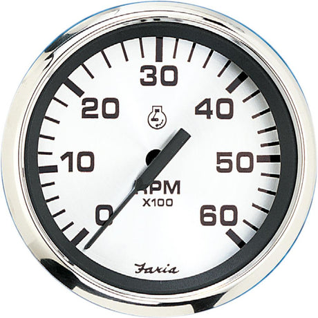 Faria Spun Silver 4" Tachometer (6000 RPM) (Gas Inboard I/O) [36004] - Life Raft Professionals