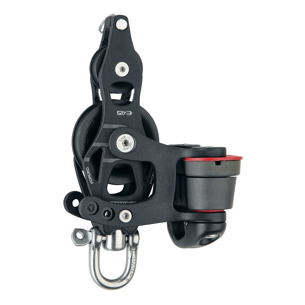 Harken 45mm Single Aluminum Element Fiddle Block w/Swivel, Becket 150 Cam Cleat - Life Raft Professionals