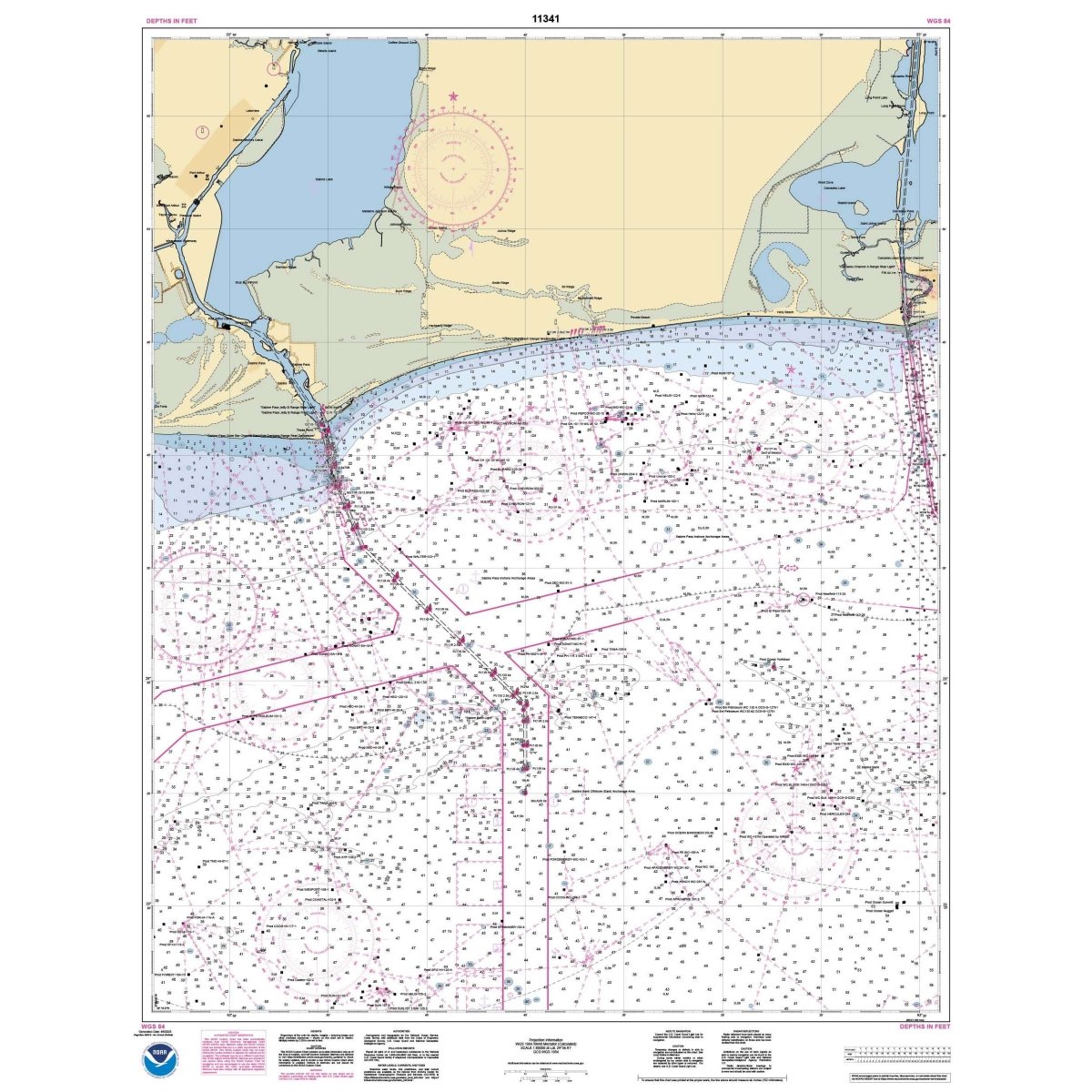Historical NOAA Chart 11341: Calcasieu Pass to Sabine Pass - Life Raft Professionals
