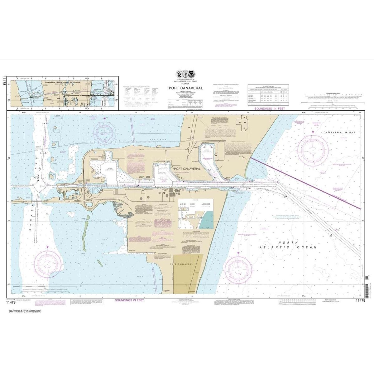 Historical NOAA Chart 11478: Port Canaveral; Canaveral Barge Canal Extension - Life Raft Professionals