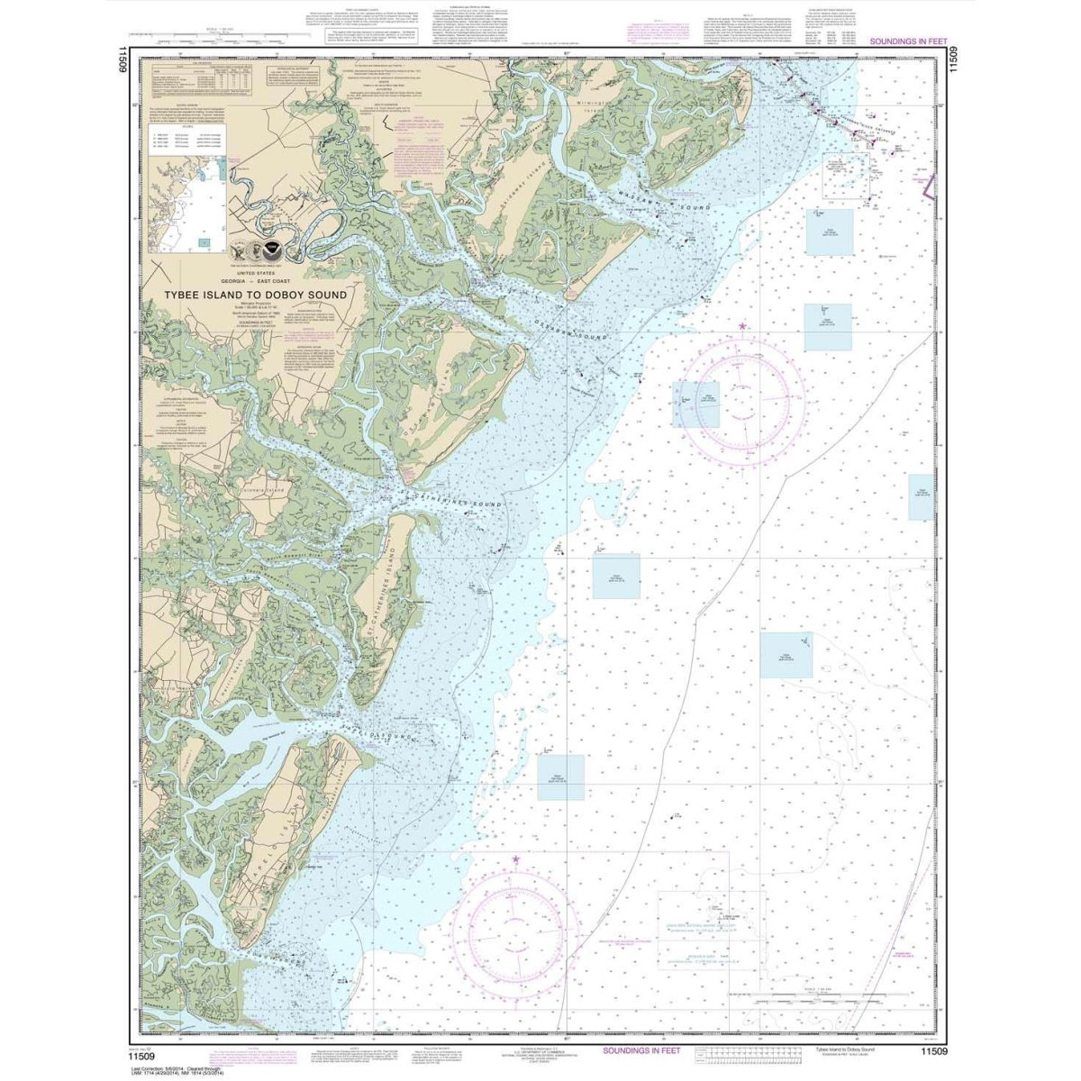 Historical NOAA Chart 11509: Tybee Island to Doboy Sound - Life Raft Professionals