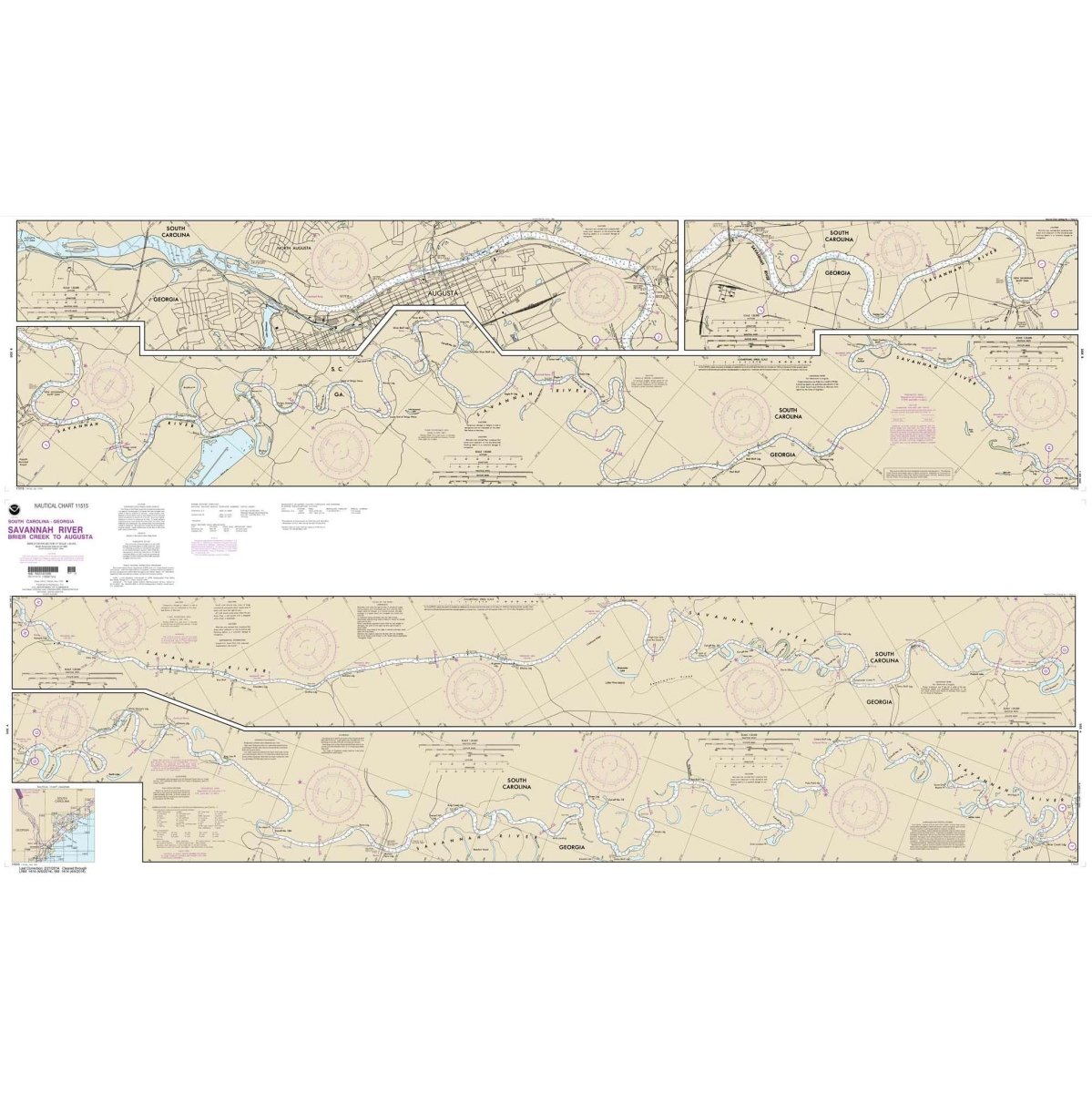 Historical NOAA Chart 11515 Savannah River Brier Creek to Augusta
