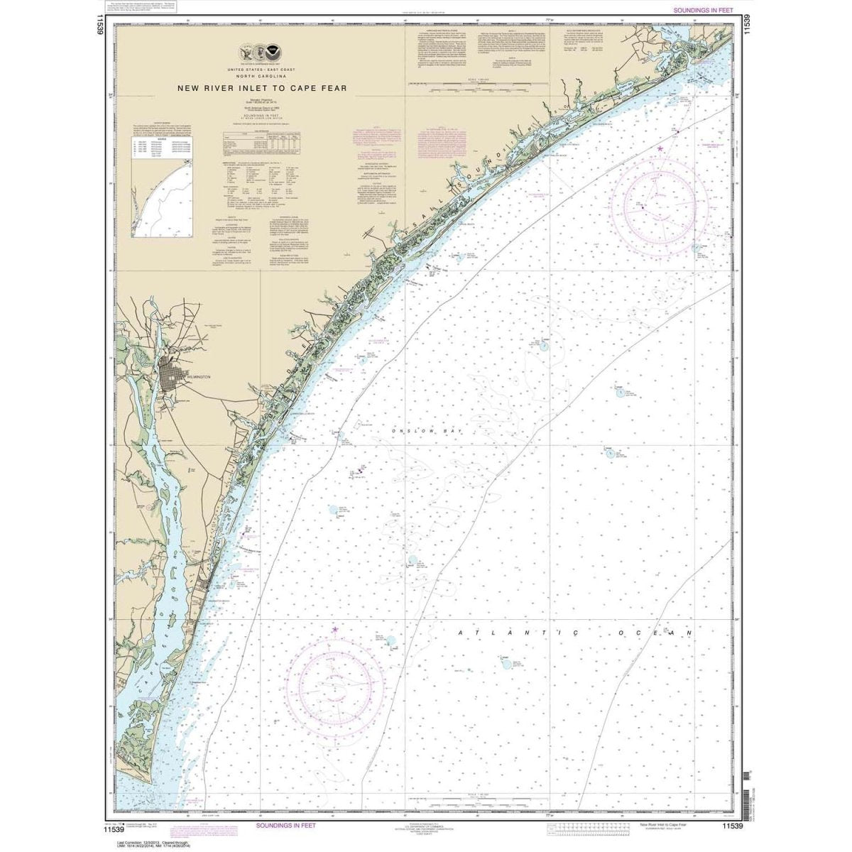 Historical NOAA Chart 11539: New River Inlet to Cape Fear - Life Raft Professionals