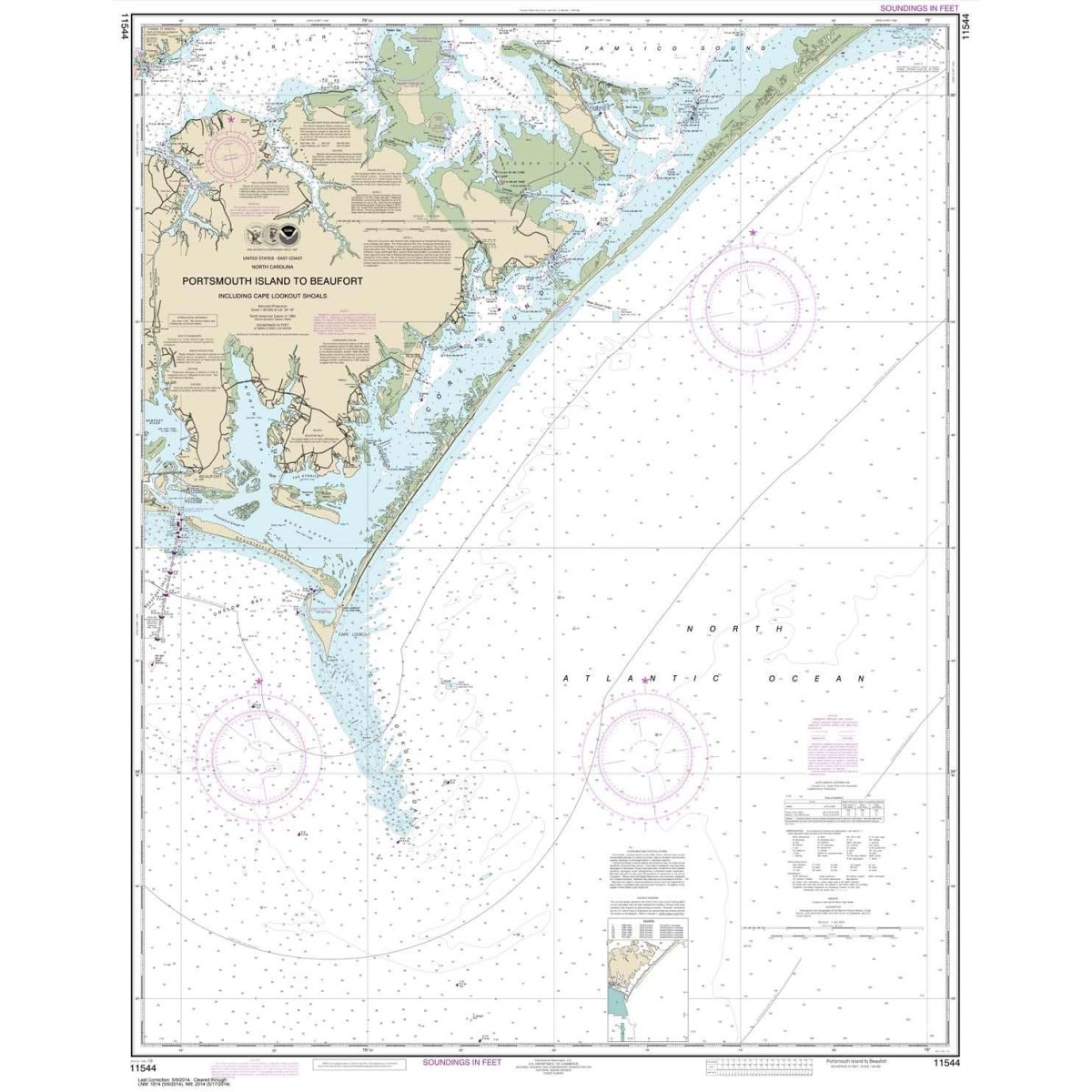Historical NOAA Chart 11544: Portsmouth Island to Beaufort: Including Cape Lookout Shoals - Life Raft Professionals