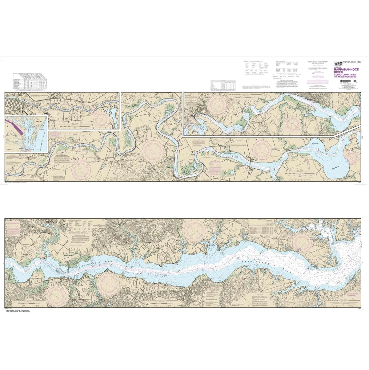 Historical NOAA Chart 12237: Rappahannock River Corrotoman River to Fredericksburg - Life Raft Professionals