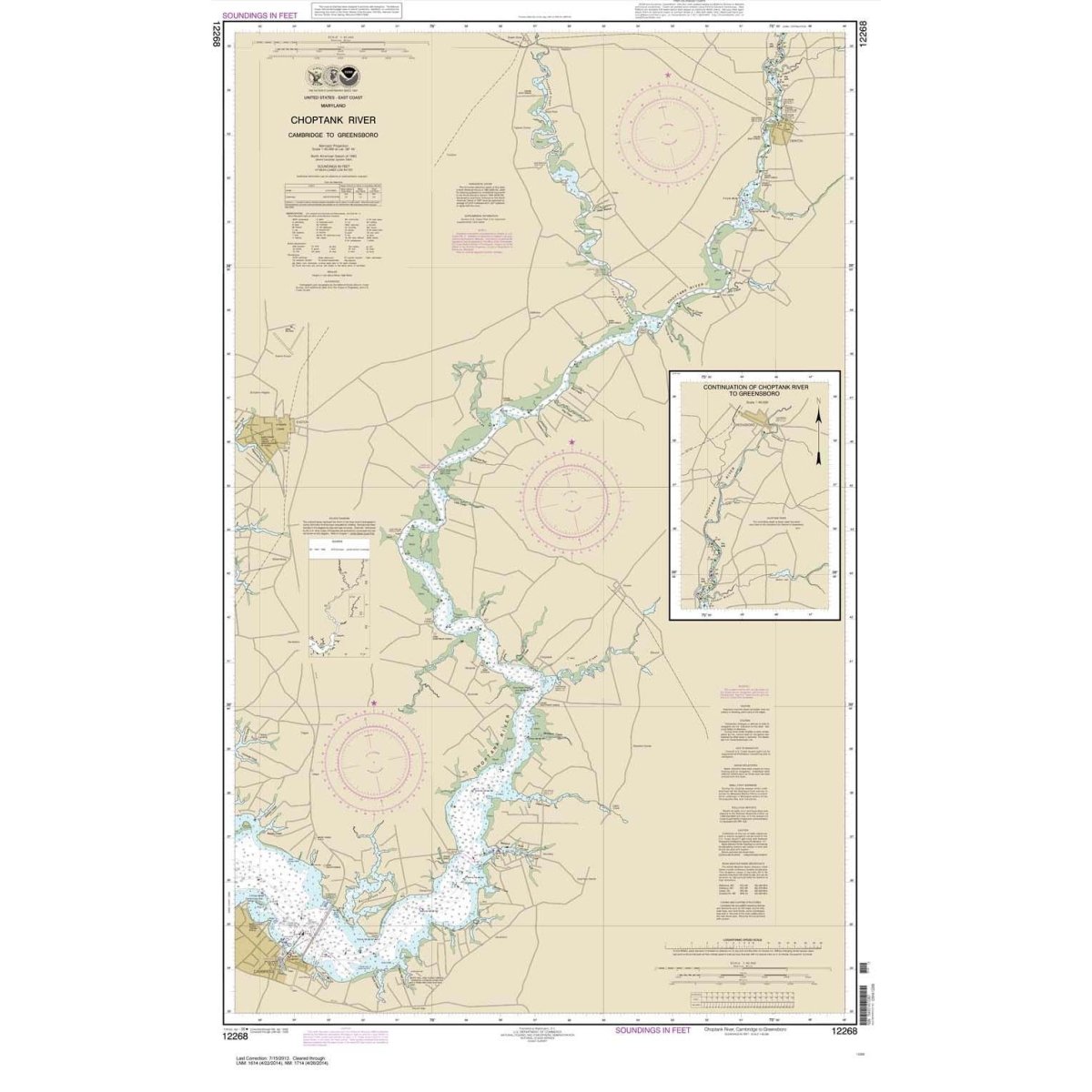Historical NOAA Chart 12268 Choptank River Cambridge to Greensboro