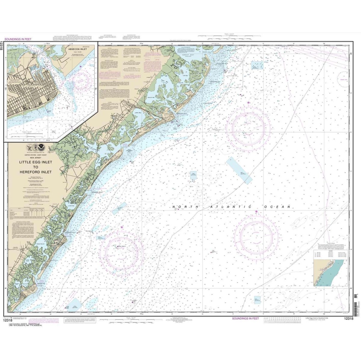 Historical NOAA Chart 12318: Little Egg Inlet to Hereford Inlet; Absecon Inlet - Life Raft Professionals
