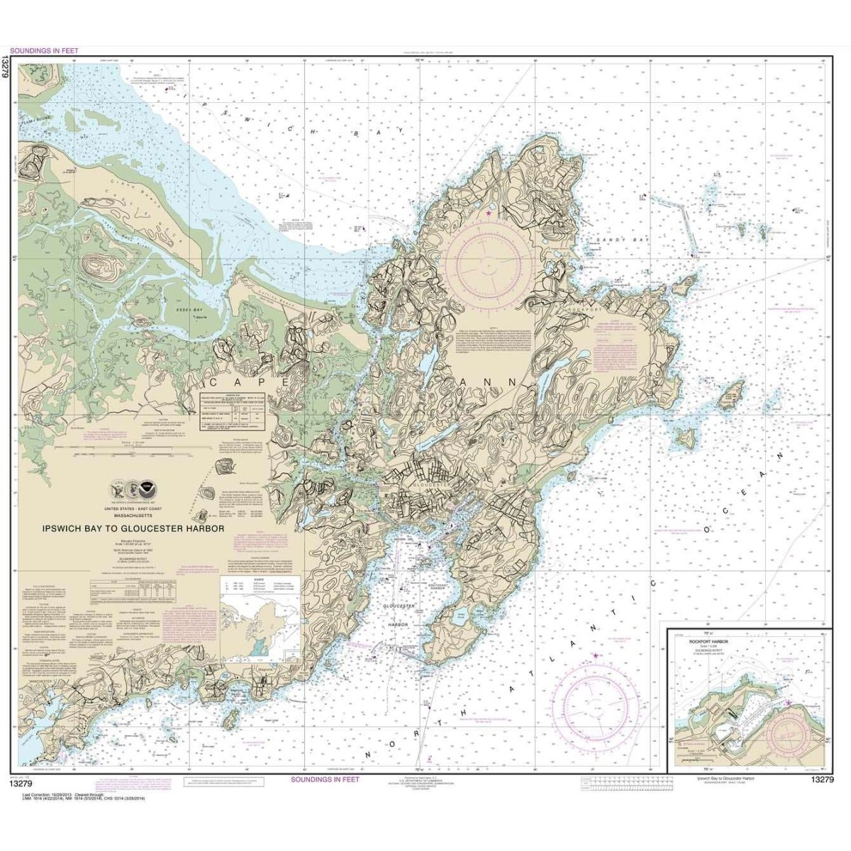 Historical NOAA Chart 13279: Ipswich Bay to Gloucester Harbor; Rockport Harbor - Life Raft Professionals
