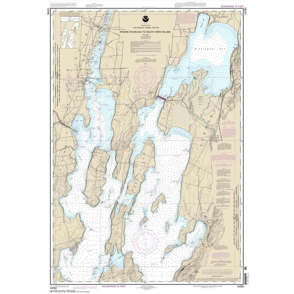 Historical NOAA Chart 14781: Riviere Richelieu to South Hero Island - Life Raft Professionals