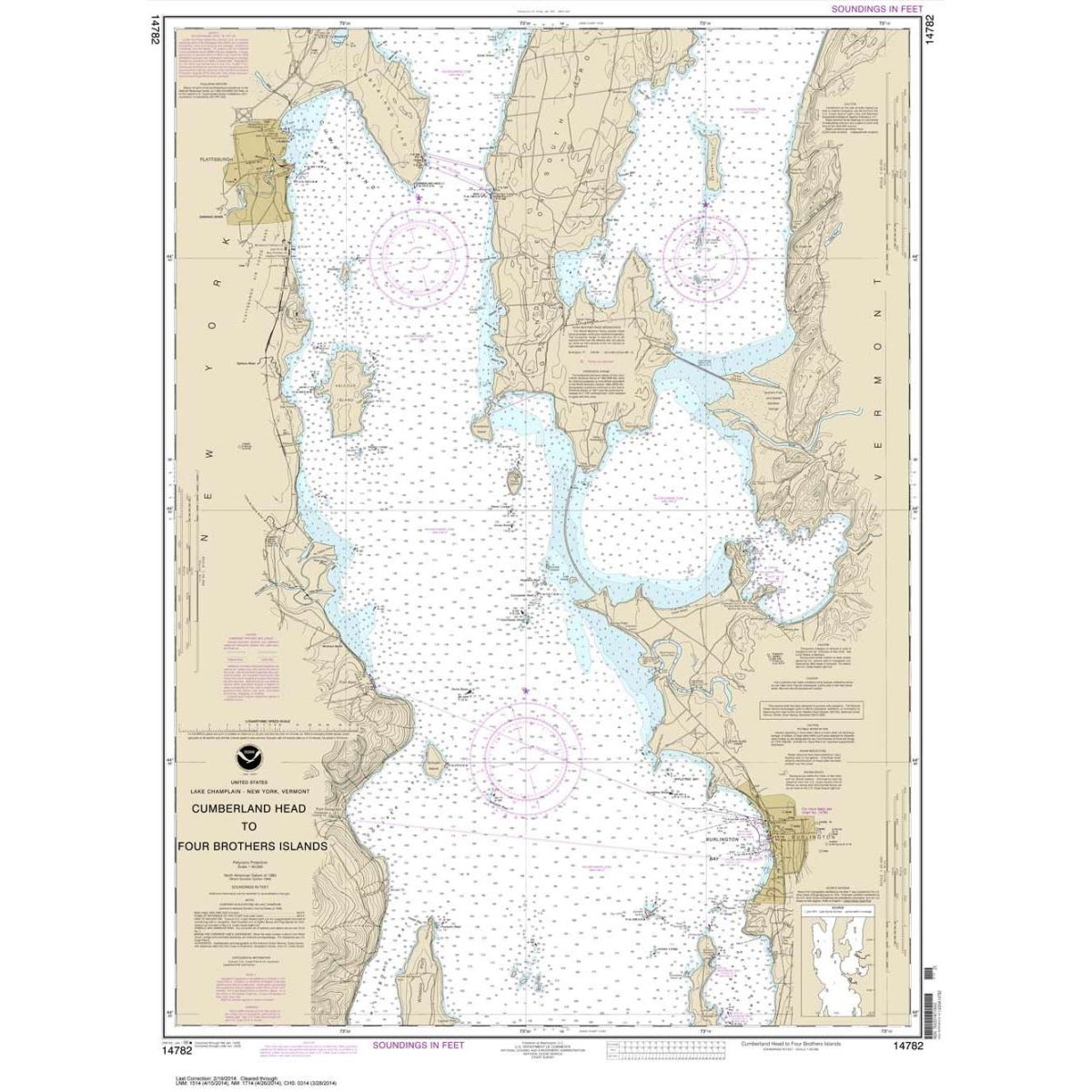 Historical NOAA Chart 14782: Cumberland Head to Four Brothers Islands - Life Raft Professionals