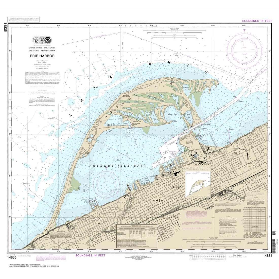 Historical NOAA Chart 14835: Erie Harbor - Life Raft Professionals