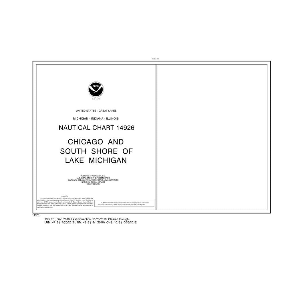 Historical NOAA Chart 14926: Chicago and South Shore of Lake Michigan (32 Page Booklet) - Life Raft Professionals