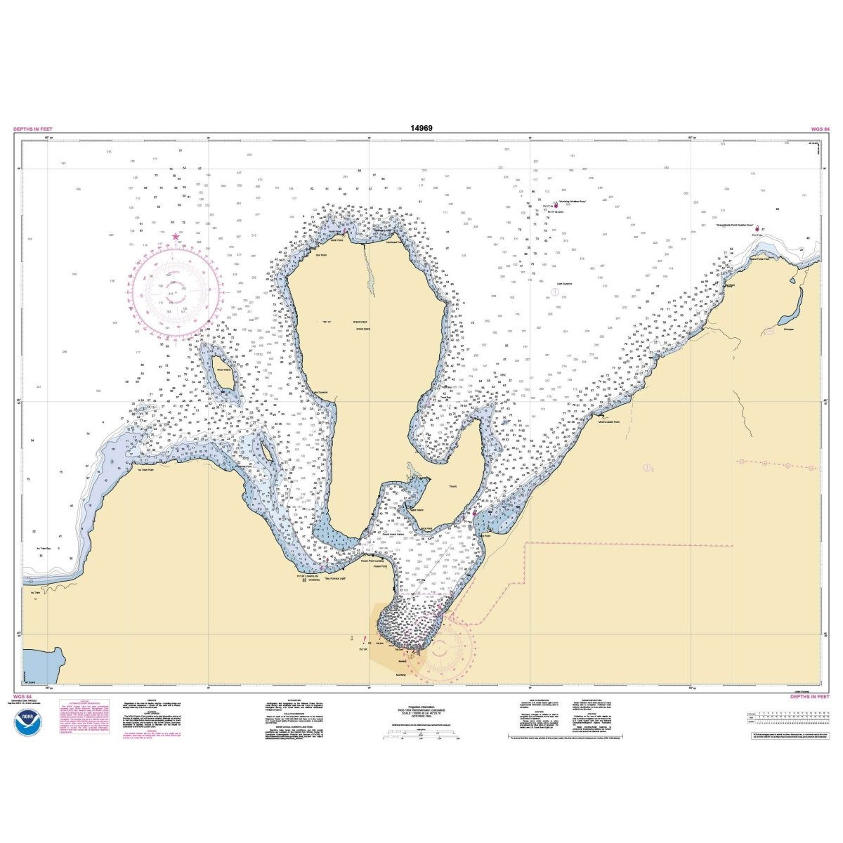 Historical NOAA Chart 14969: Munising Harbor and Approaches; Munising Harbor - Life Raft Professionals