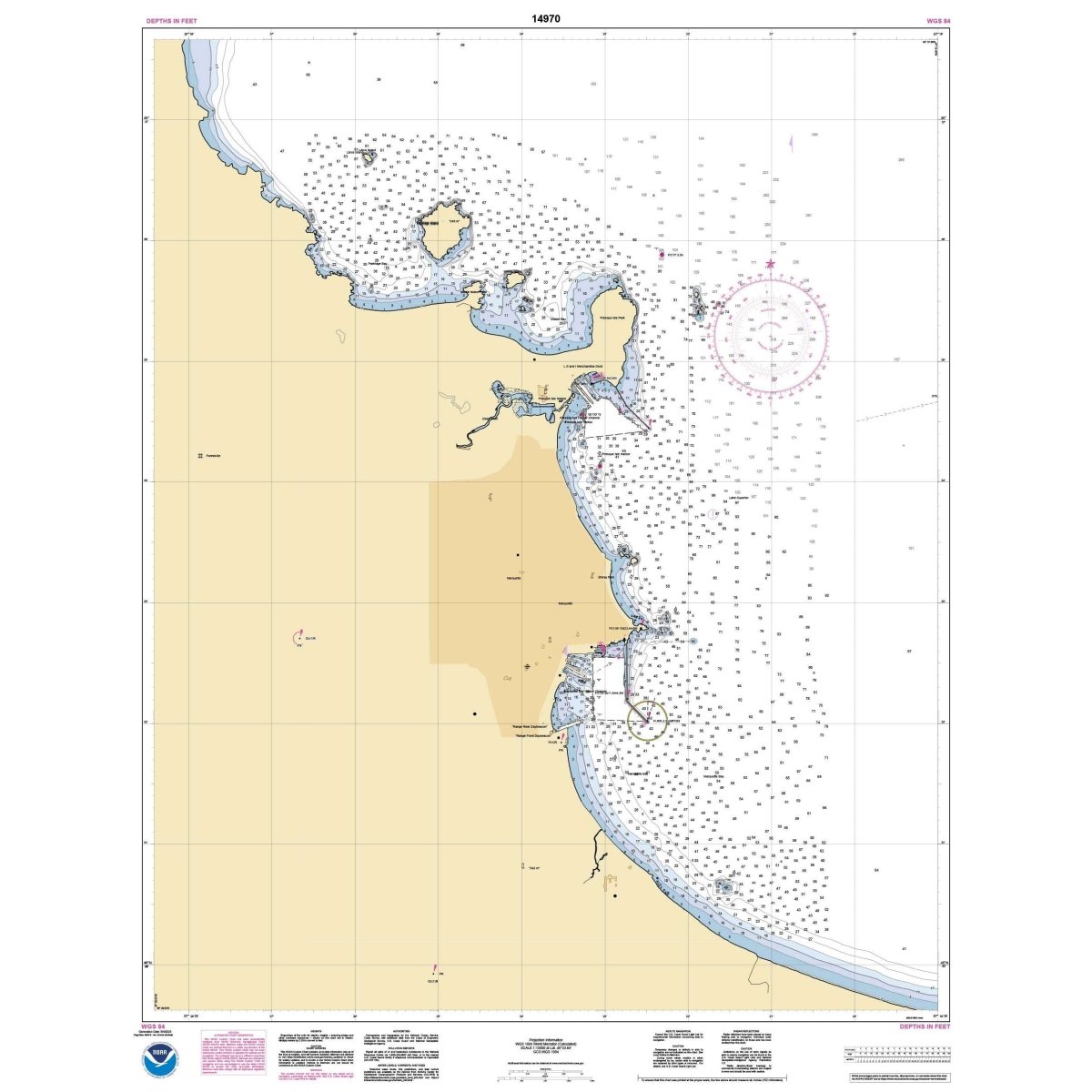 Historical NOAA Chart 14970: Marquette and Presque Isle Harbors - Life Raft Professionals
