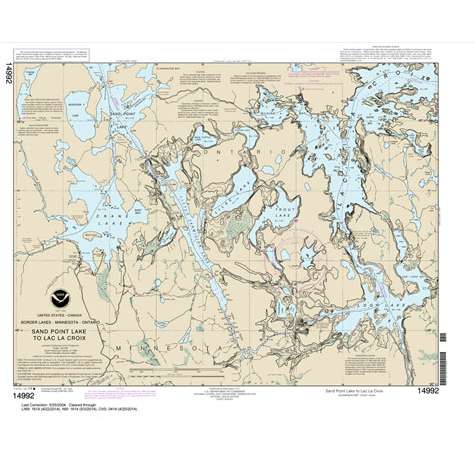 Historical NOAA Chart 14992: Sand Point Lake to Lac la Croix: including Crane Lake and Little Vermilon Lake - Life Raft Professionals