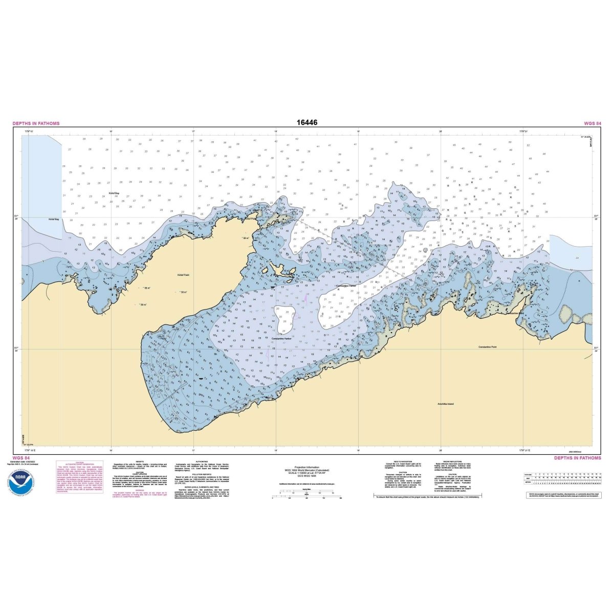 Historical NOAA Chart 16446: Constantine Harbor: Amchitka Island - Life Raft Professionals