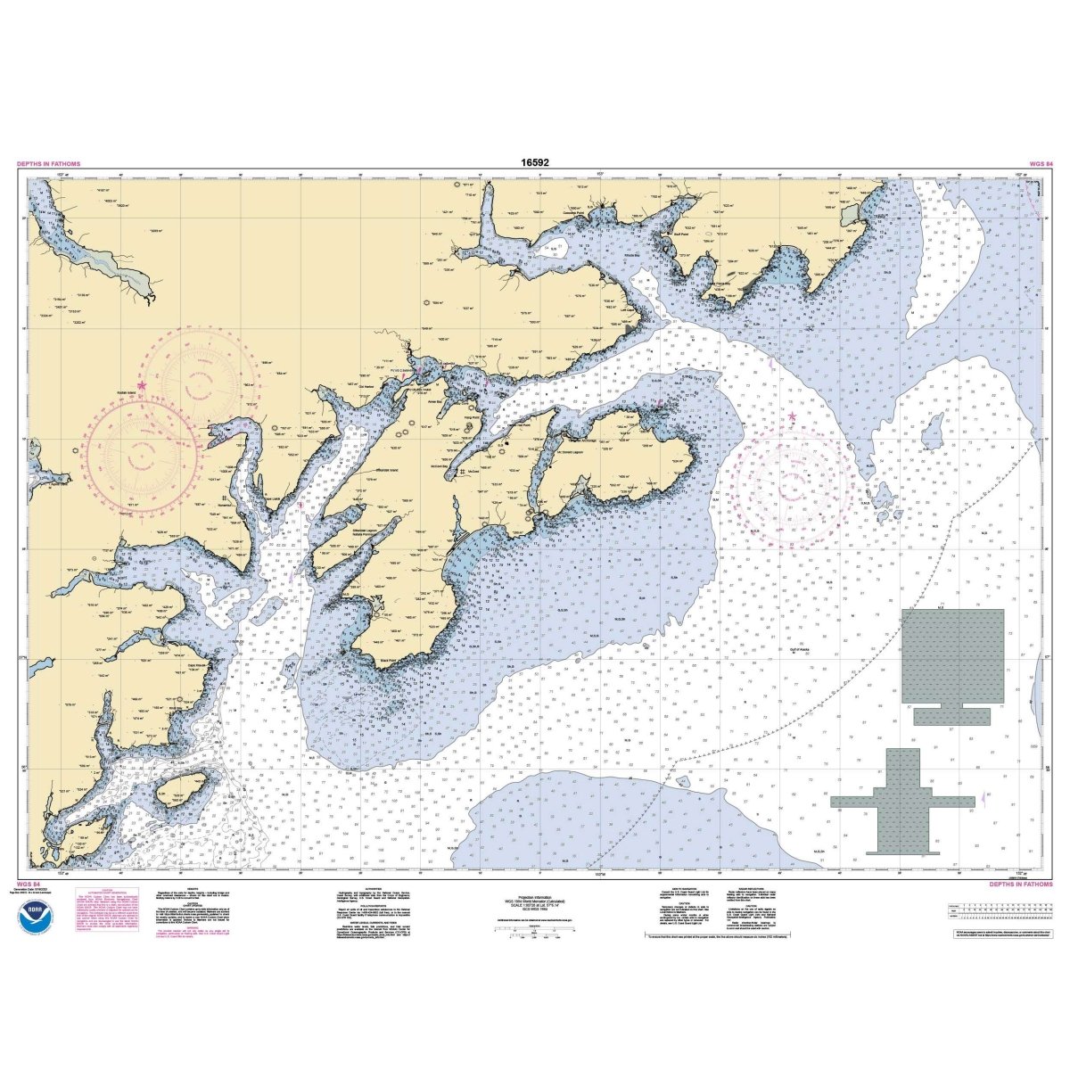 Historical NOAA Chart 16592: Kodiak Island Gull Point to Kaguyak Bay; Sitkalidak Passage - Life Raft Professionals