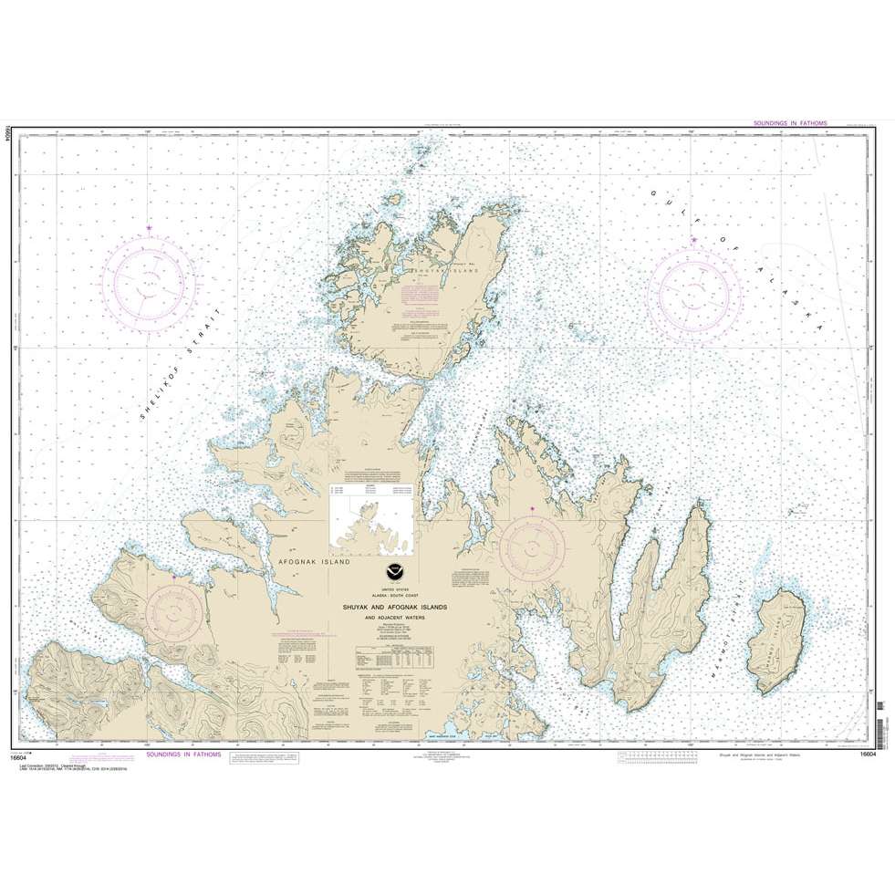 Historical NOAA Chart 16604: Shuyak and Afognak Islands and adjacent waters - Life Raft Professionals