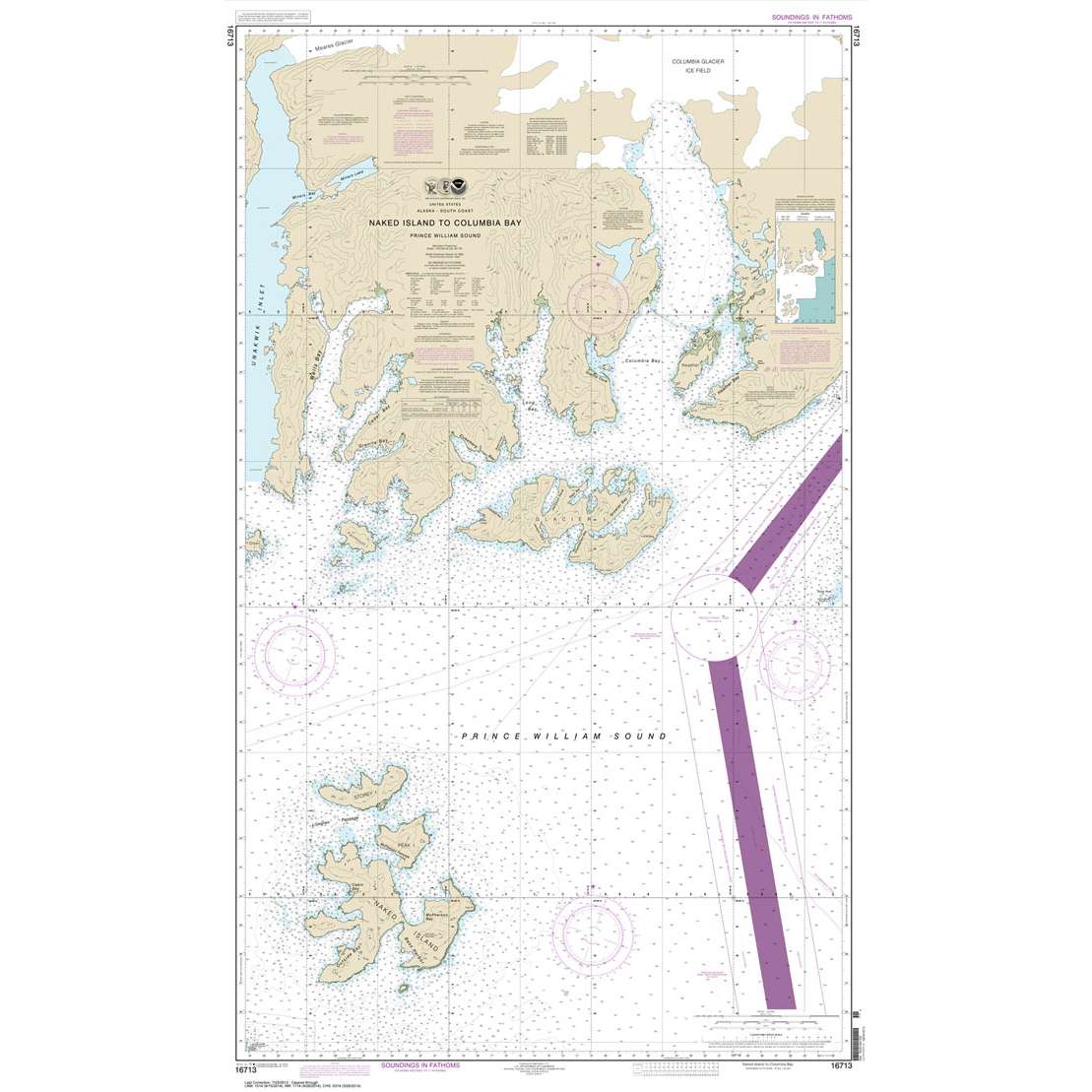 Historical NOAA Chart 16713: Naked Island to Columbia Bay - Life Raft Professionals