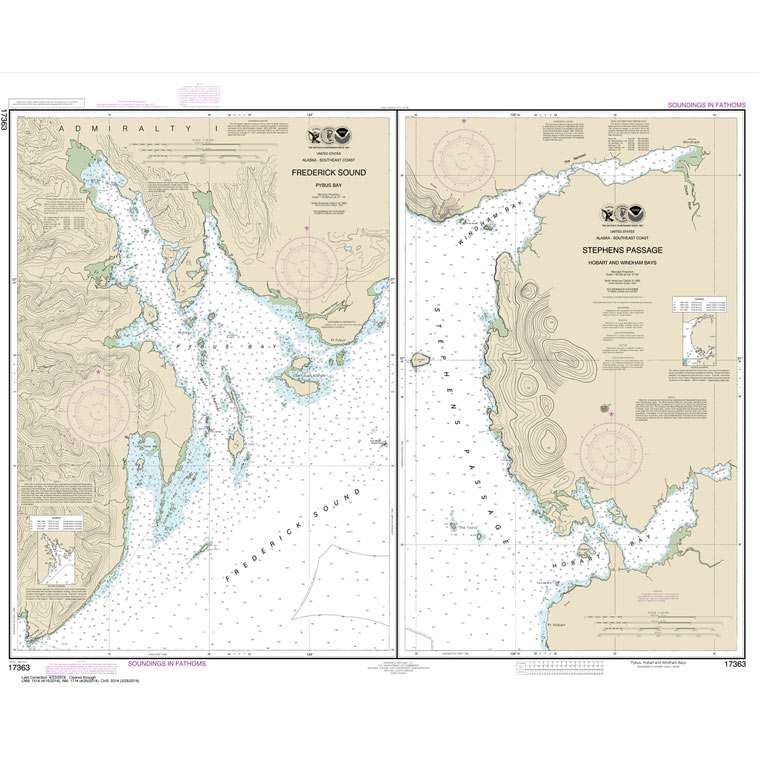 Historical NOAA Chart 17363: Pybus Bay: Frederick Sound; Hobart and Windham Bays: Stephens P. - Life Raft Professionals