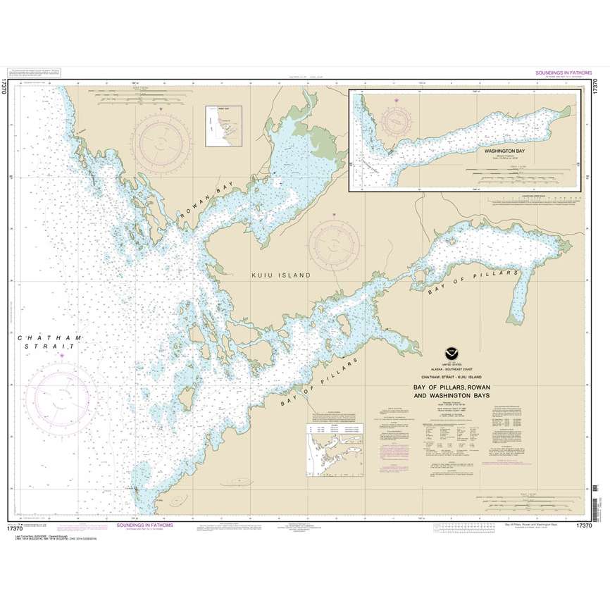 Historical NOAA Chart 17370: Bay of Pillars and Rowan Bay: Chatham Strait; Washington Bay: Chatham Strait - Life Raft Professionals