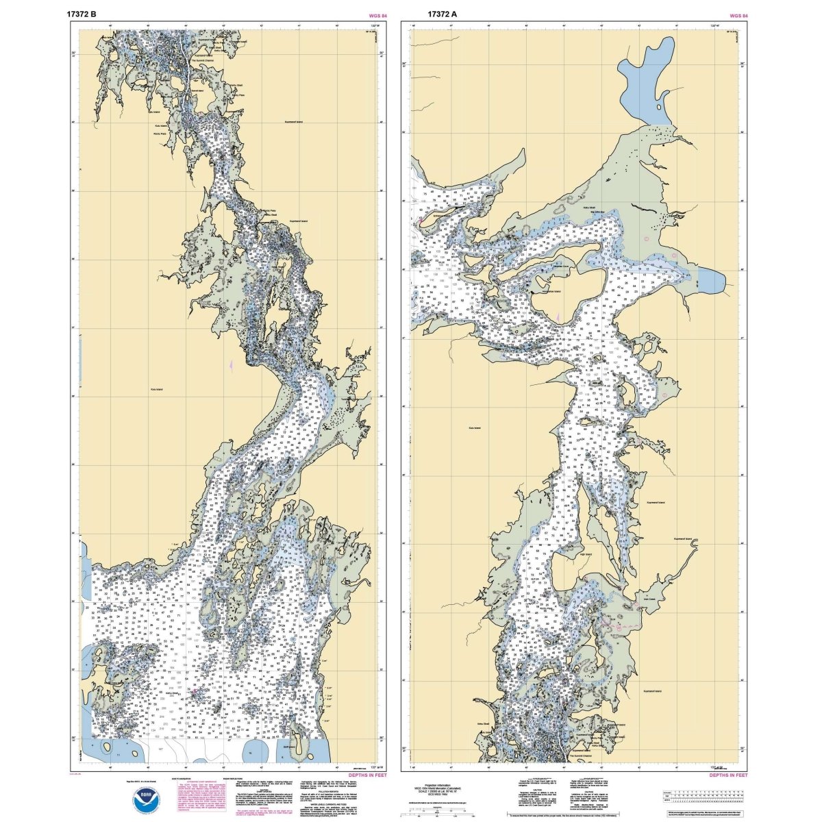 Historical NOAA Chart 17372: Keku Strait-Monte Carlo Island to Entrance Island; The Summit; Devils Elbow - Life Raft Professionals