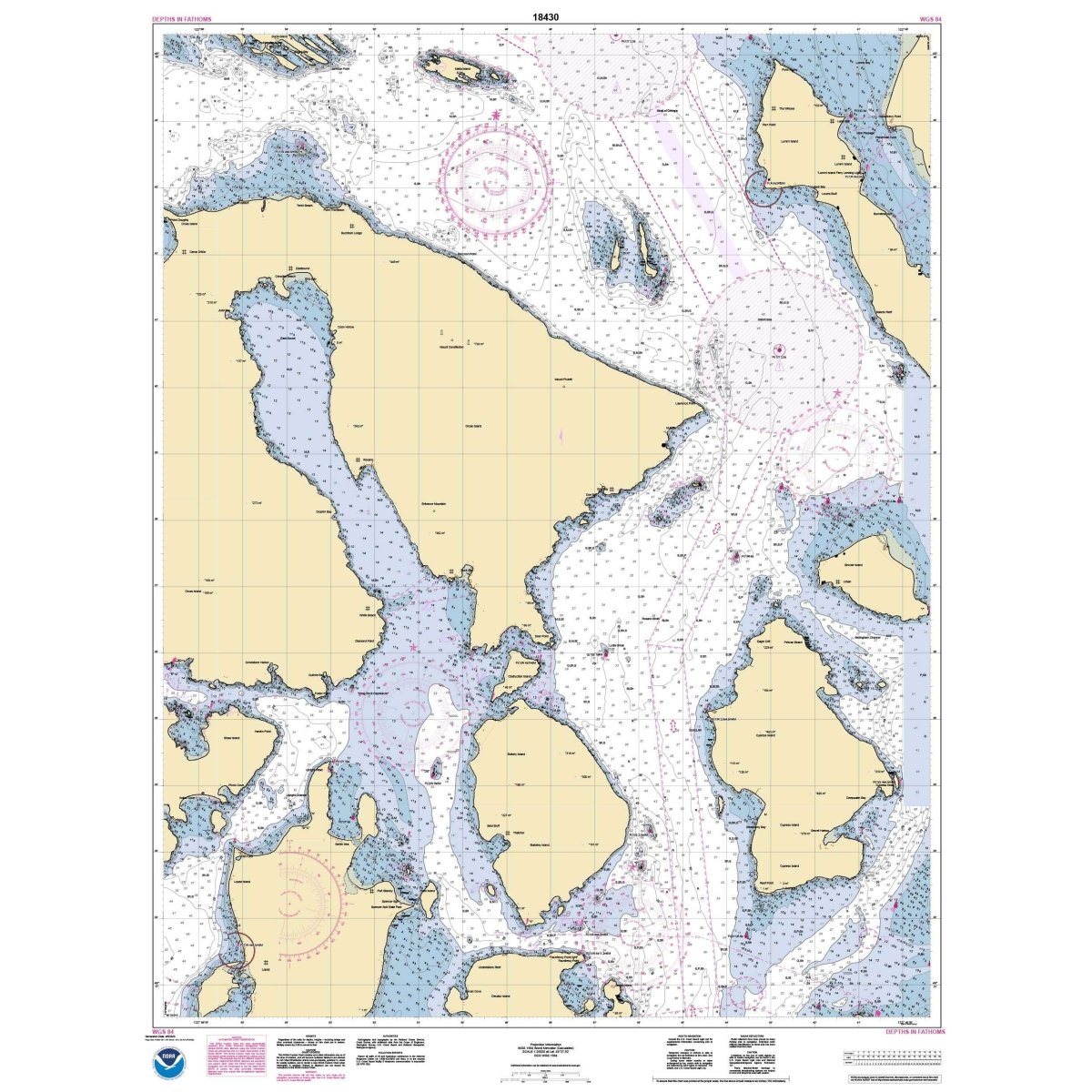 Historical NOAA Chart 18430: Rosario Strait-northern part - Life Raft Professionals