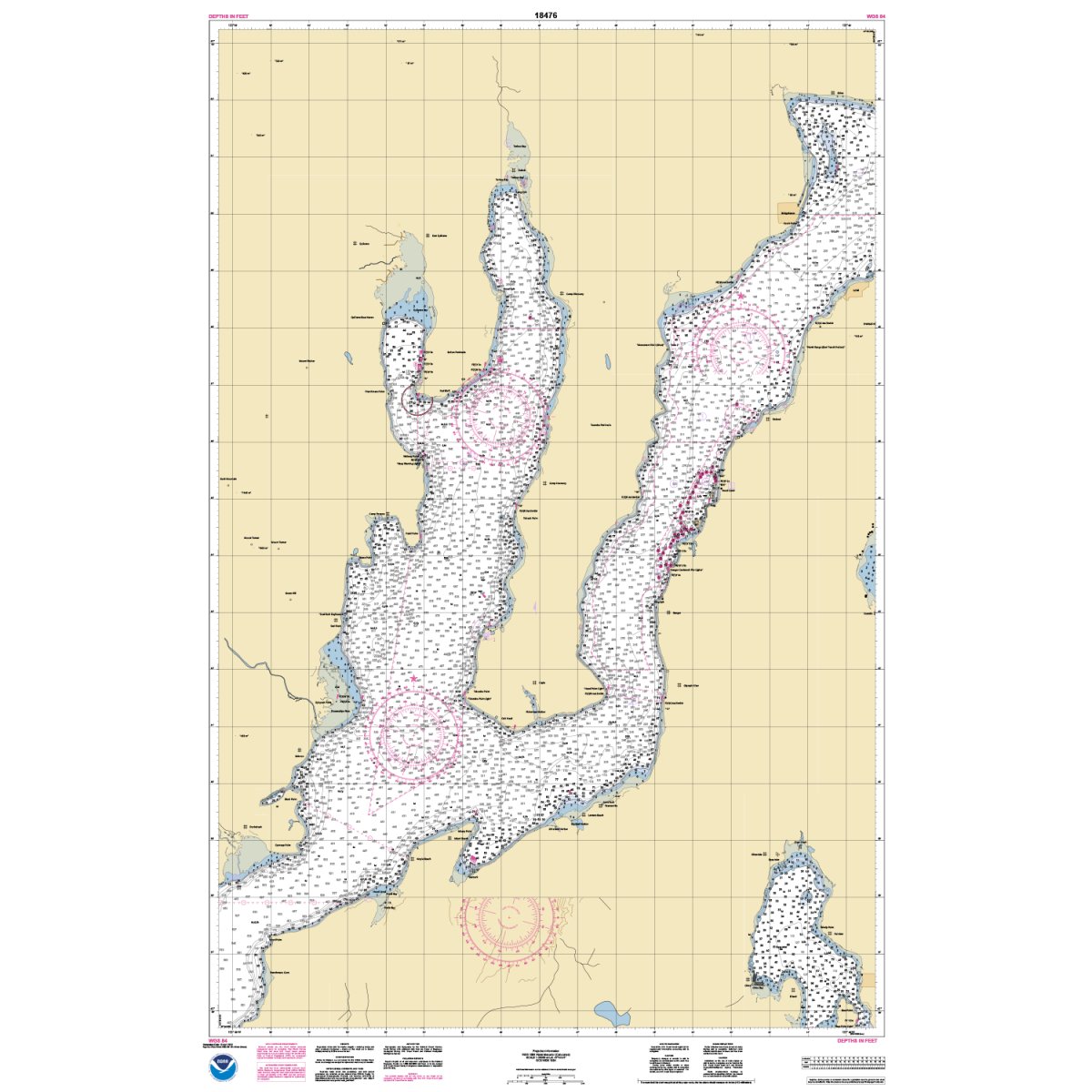 Historical NOAA Chart 18476: Puget Sound-Hood Canal and Dabob Bay - Life Raft Professionals