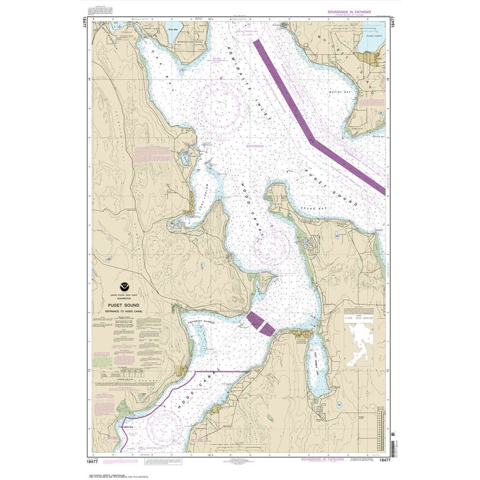 Historical NOAA Chart 18477: Puget Sound-Entrance to Hood Canal - Life Raft Professionals