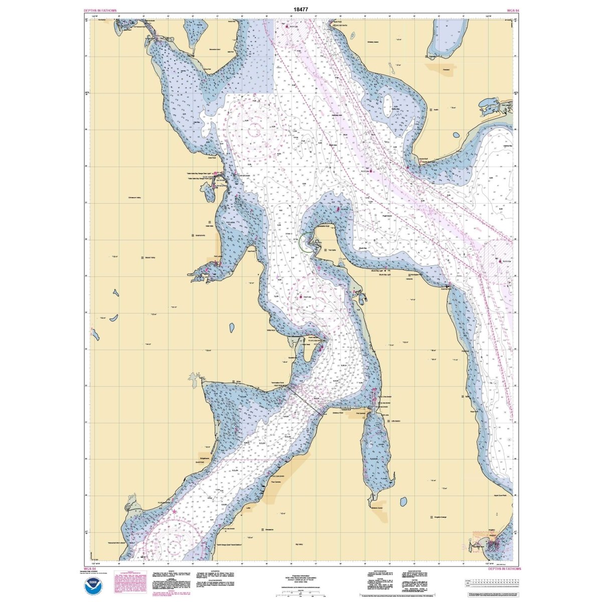 Historical NOAA Chart 18477: Puget Sound-Entrance to Hood Canal - Life Raft Professionals