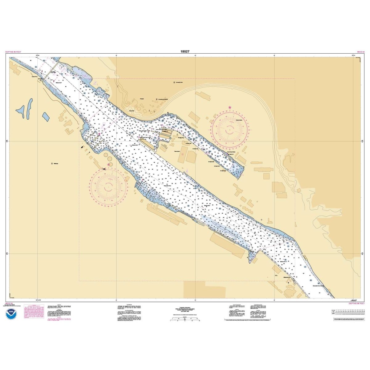 Historical NOAA Chart 18527: Willamette River-Swan Island Basin - Life Raft Professionals