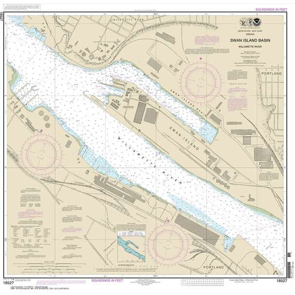 Historical NOAA Chart 18527: Willamette River-Swan Island Basin - Life Raft Professionals