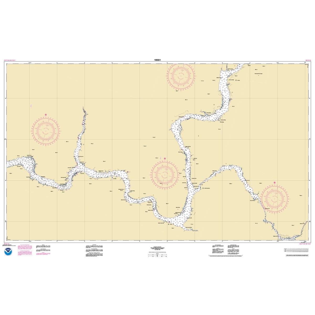 Historical NOAA Chart 18551: Franklin D. Roosevelt Lake Southern part - Life Raft Professionals