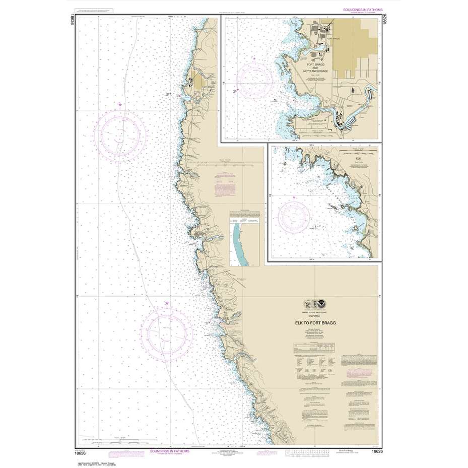 Historical NOAA Chart 18626: Elk to Fort Bragg; Fort Bragg and Noyo Anchorage; Elk - Life Raft Professionals
