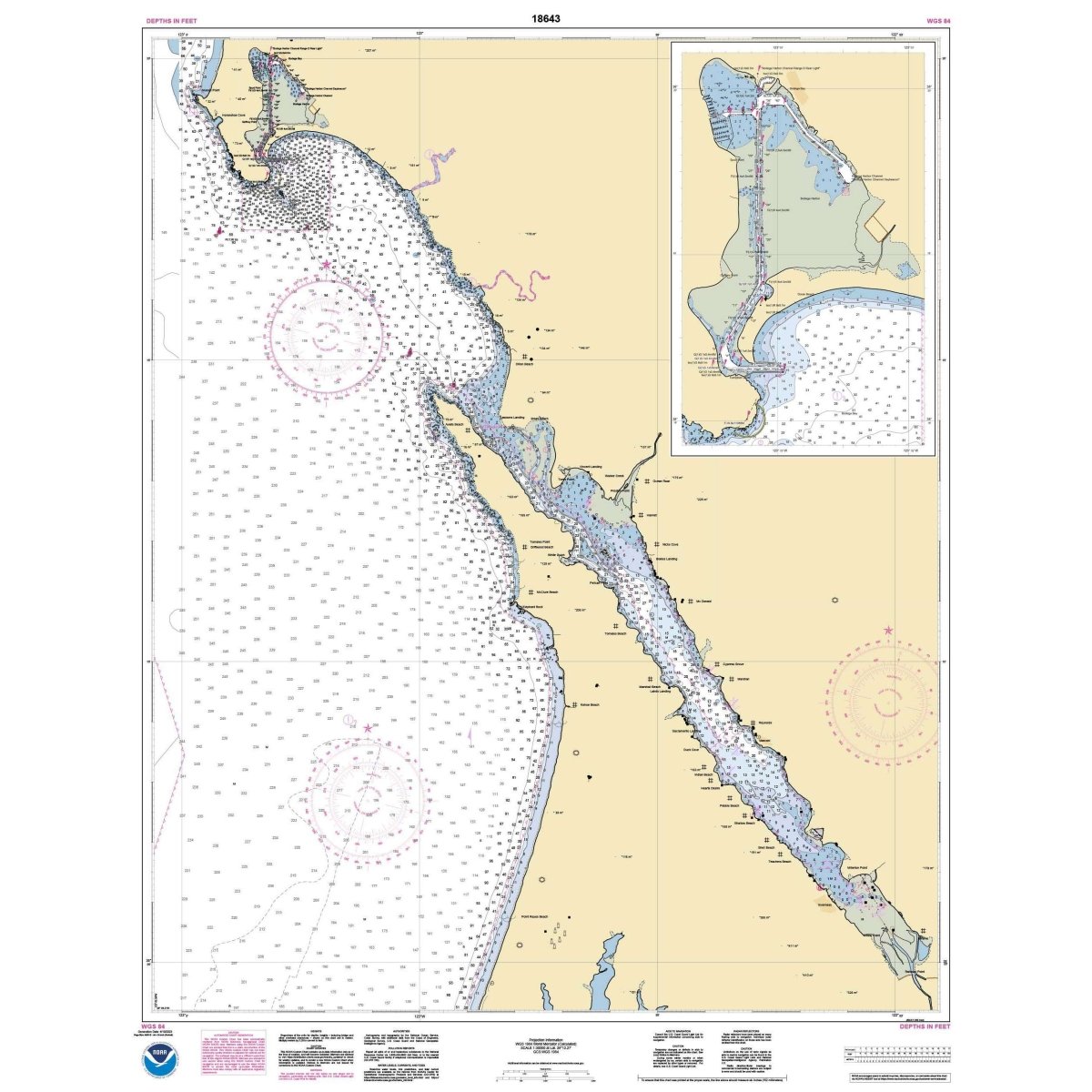 Historical NOAA Chart 18643: Bodega and Tomales Bays; Bodega Harbor - Life Raft Professionals