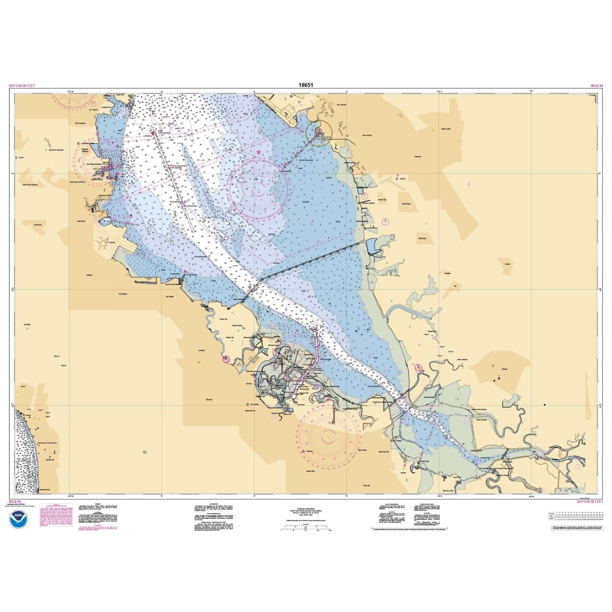 Historical NOAA Chart 18651: San Francisco Bay-southern part; Redwood Creek.; Oyster Point - Life Raft Professionals