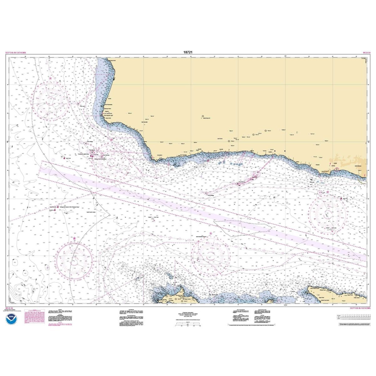 Historical NOAA Chart 18721: Santa Cruz Island to Purisima Point - Life Raft Professionals