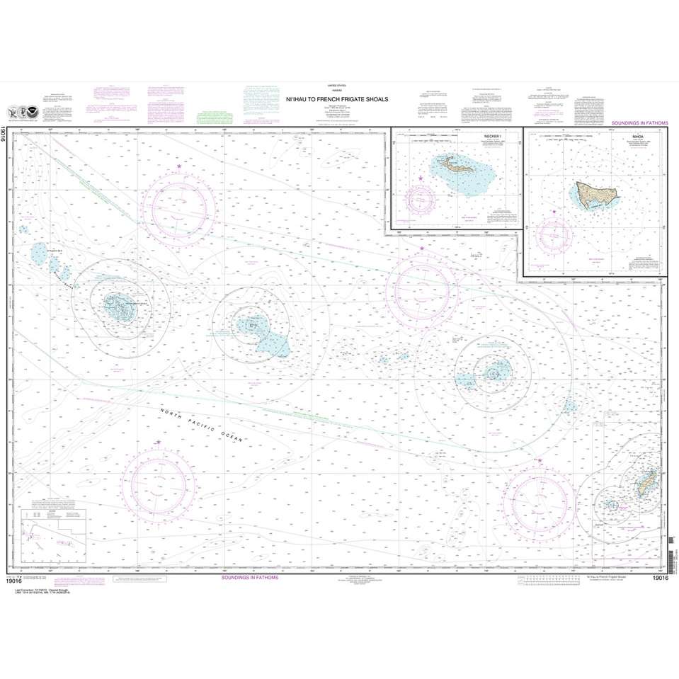 Historical NOAA Chart 19016: Ni'ihau to French Frigate Shoals; Necker Island;Nihoa - Life Raft Professionals
