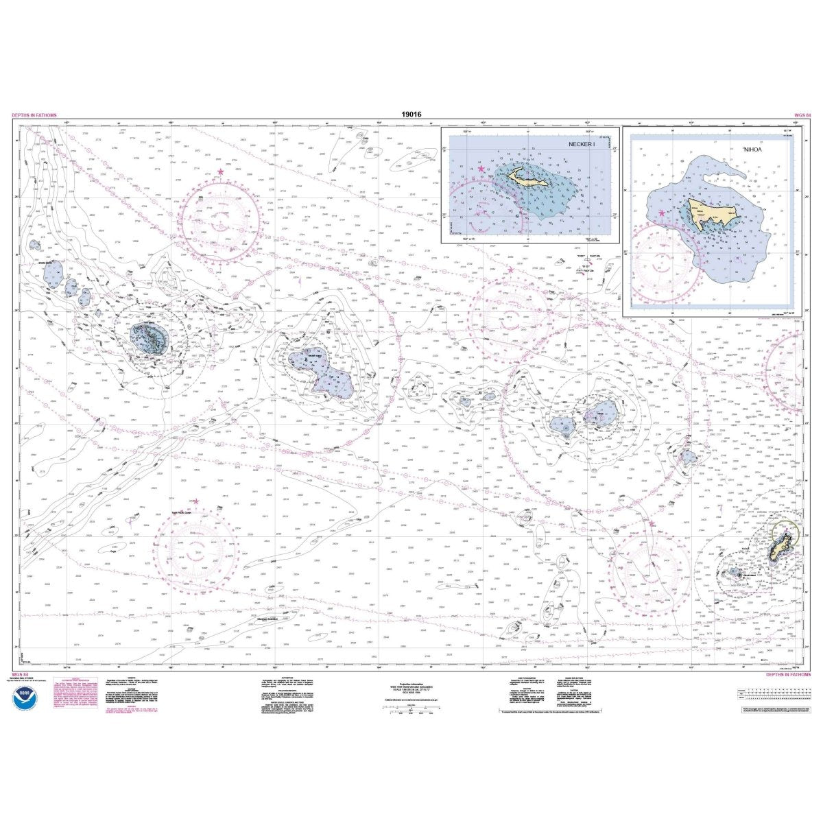 Historical NOAA Chart 19016: Ni'ihau to French Frigate Shoals; Necker Island;Nihoa - Life Raft Professionals