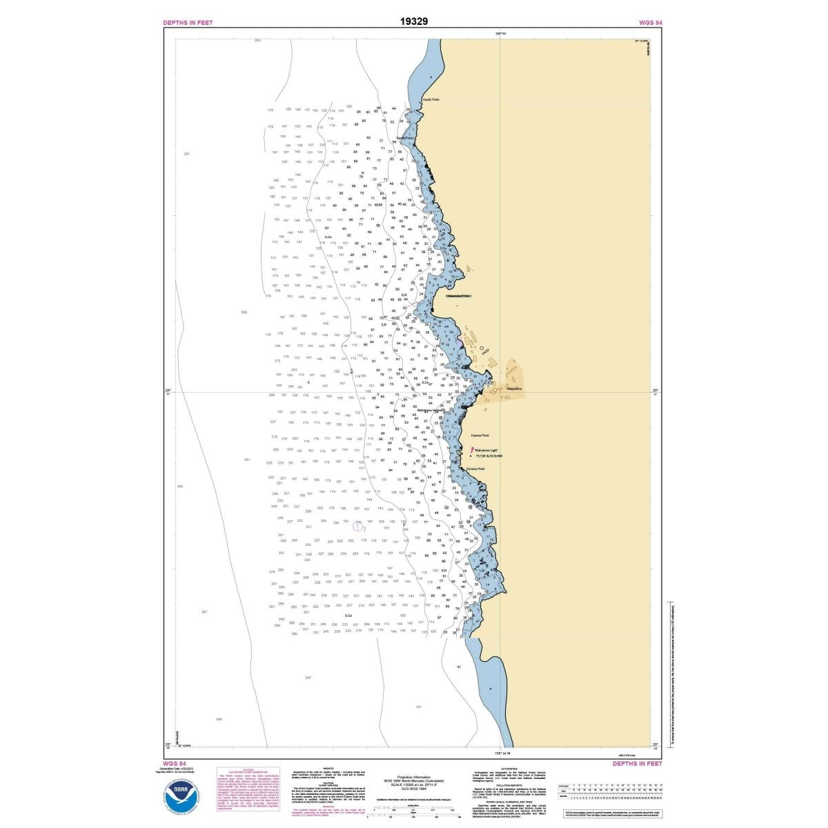 Historical NOAA Chart 19329: Mahukona Harbor and approaches Island Of Hawai'i - Life Raft Professionals