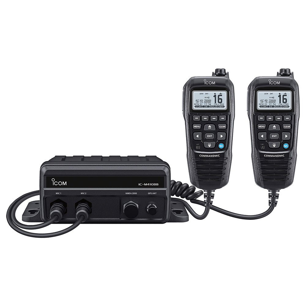Icom M410BB 11 Black Box VHF w/Black Command Mic 2 Command Mic Ports - Life Raft Professionals