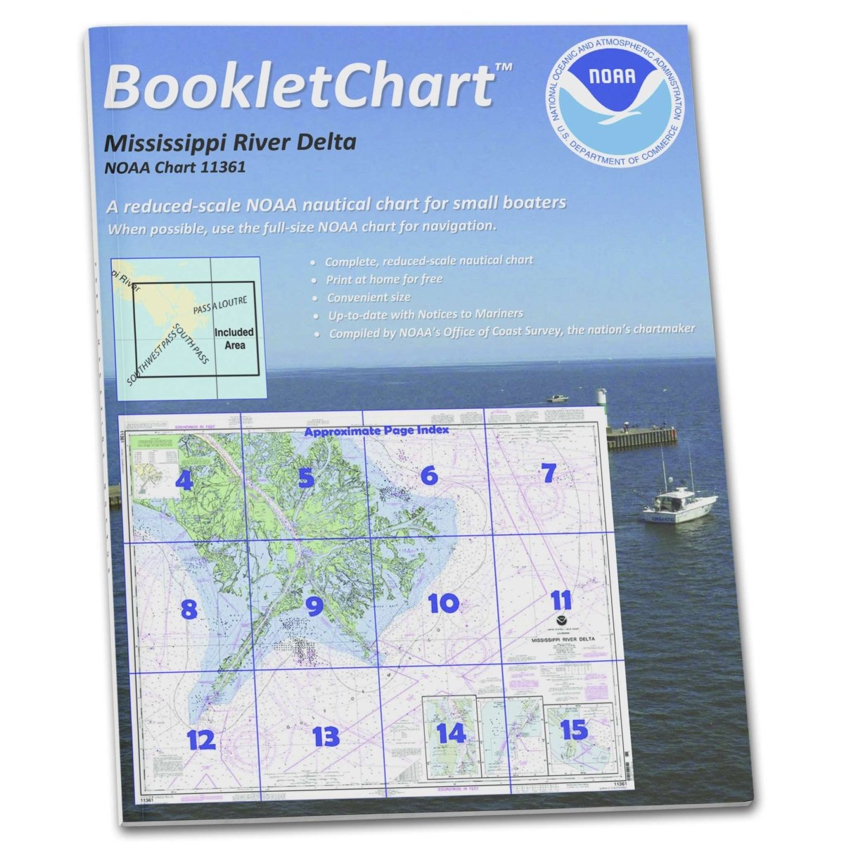 NOAA Booklet Chart 11361: Mississippi River Delta; Southwest Pass; South Pass; Head of Passes - Life Raft Professionals